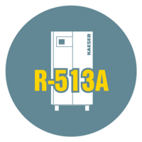 KAESER käyttää jäähdytyskuivaimissaan R-513A-kylmäainetta.