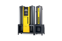 Adsorptiokuivaimen ja aktiivihiilitornin avulla teknisesti öljytöntä paineilmaa.