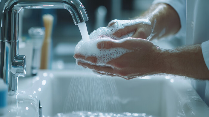 Käsienpesuun tarkoitettu kuuma vesi tuotetaan kompressorin lämmön talteenotolla.